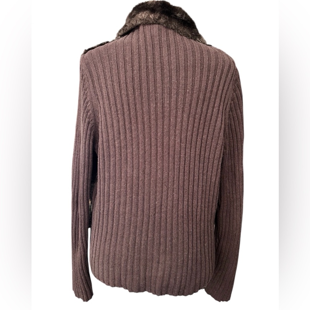 Tiara Y2K Vintage Faux Fur Ribbed Sweater Jacket junior size large - Picture 3 of 6